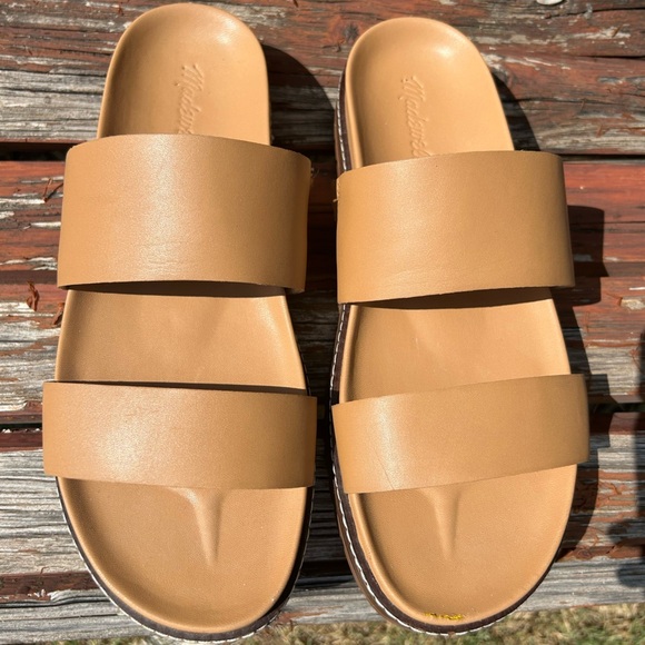 Madewell The Charley double strap slide leather sandal in Desert Camel Sz-10.5 I - Picture 10 of 14